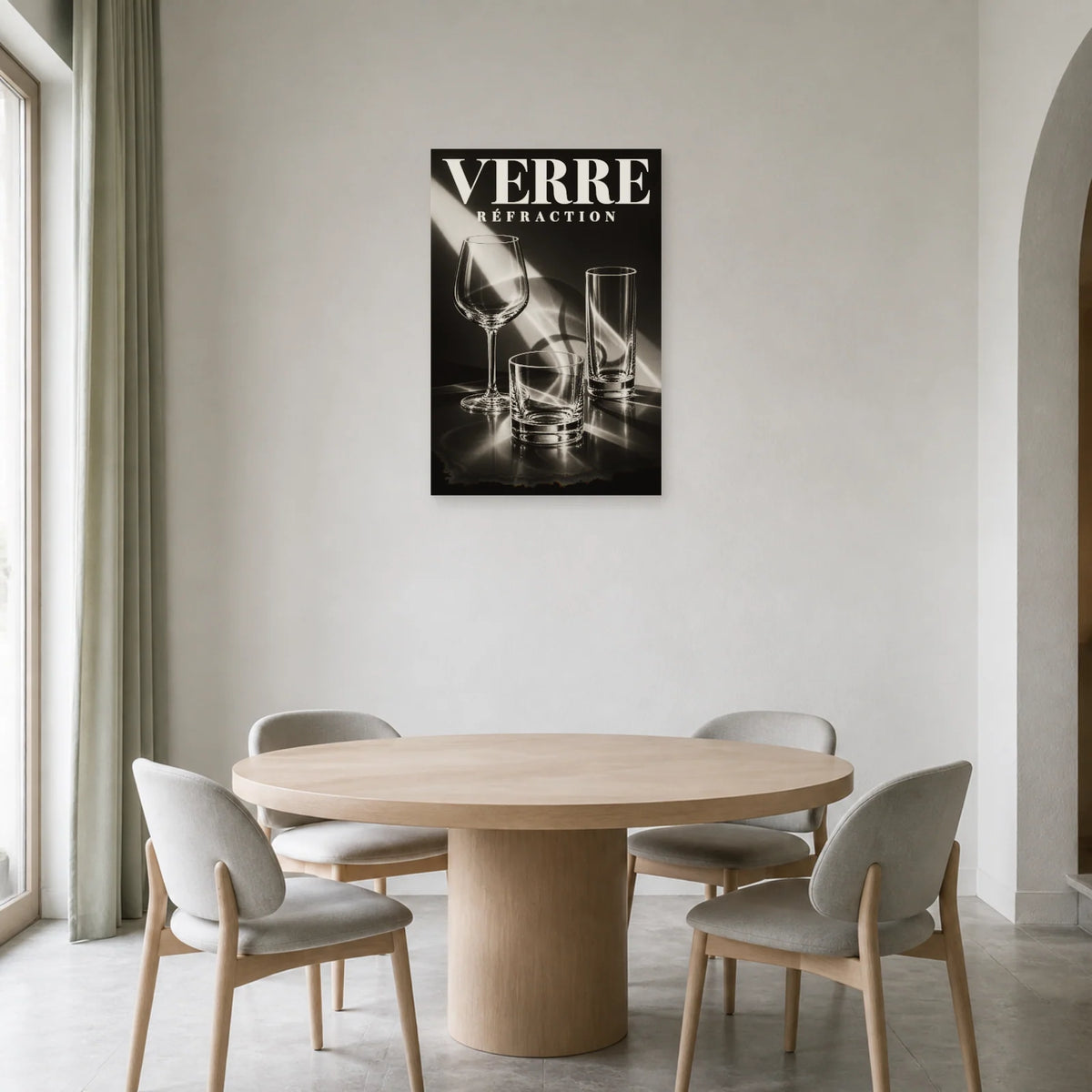 Affiche Verre – Réfraction dans une salle à manger - Art Virtuoso