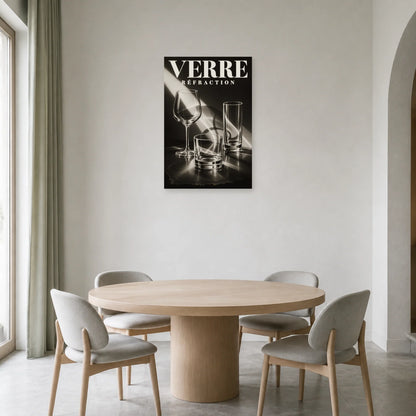 Affiche Verre – Réfraction dans une salle à manger - Art Virtuoso