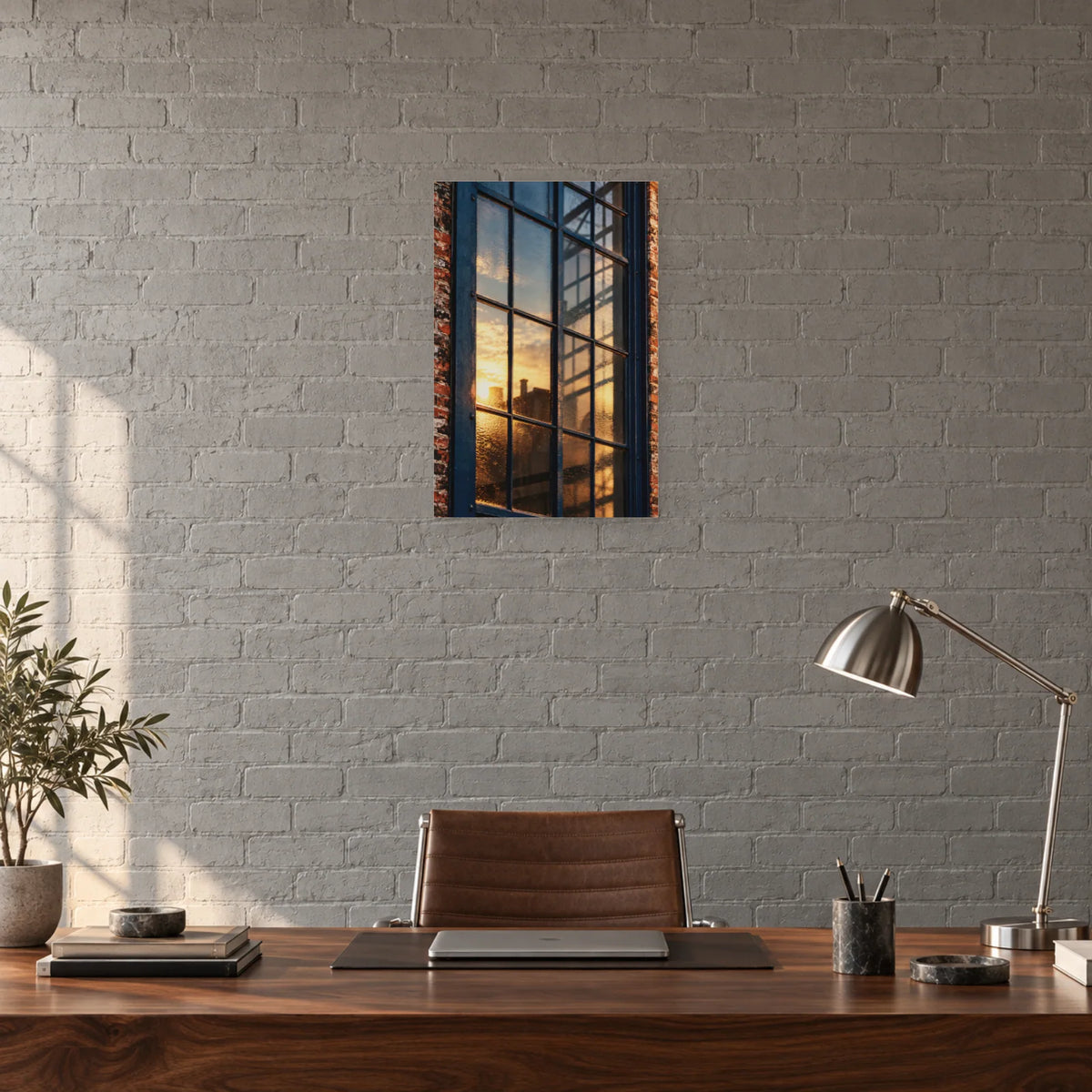 Affiche Verrière d’usine - Reflets dans un bureau - Art Virtuoso
