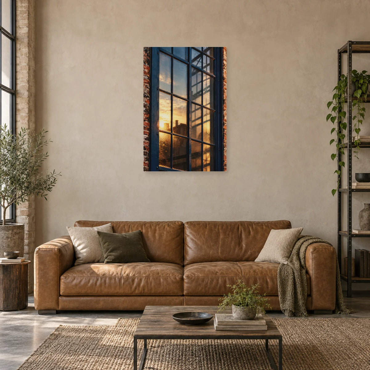 Affiche Verrière d’usine - Reflets dans un salon - Art Virtuoso