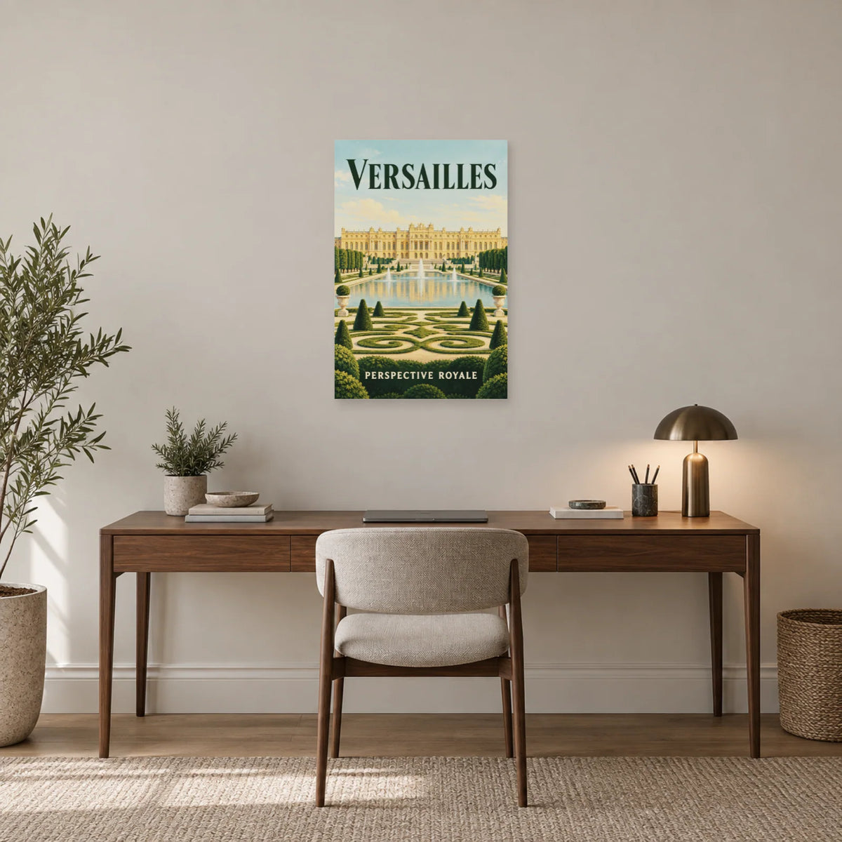 Affiche Versailles - Perspective royale dans un bureau - Art Virtuoso