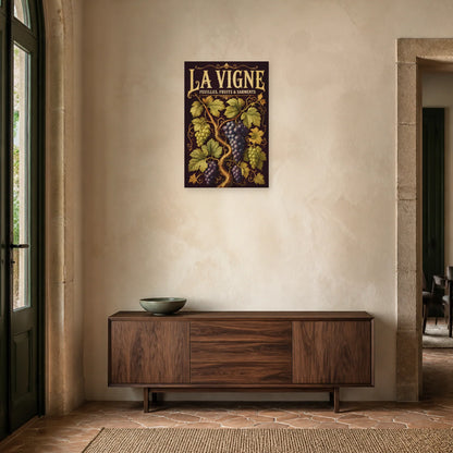 Affiche La vigne, feuilles, fruits et sarments dans une entrée ou un couloir - Art Virtuoso