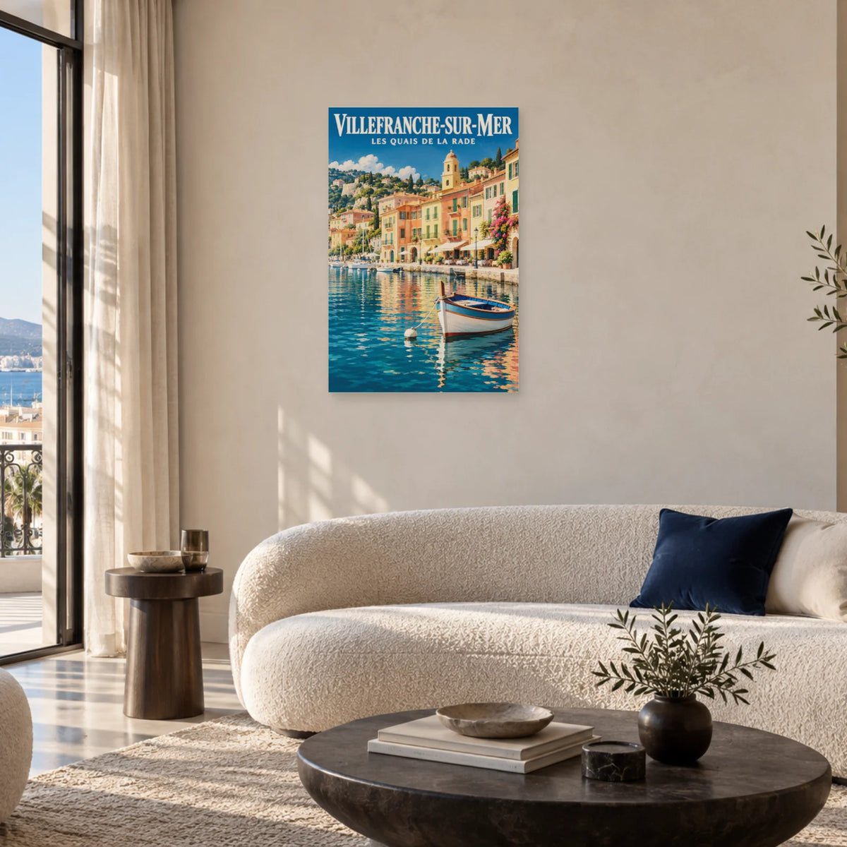 Affiche Villefranche-sur-Mer - Les quais de la rade dans un salon - Art Virtuoso