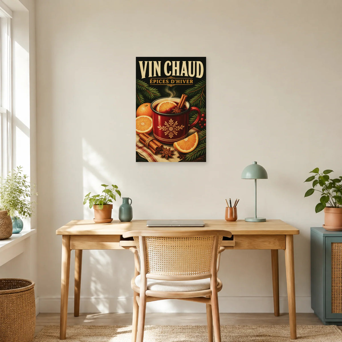 Affiche Vin chaud, épices d'hiver dans un bureau - Art Virtuoso