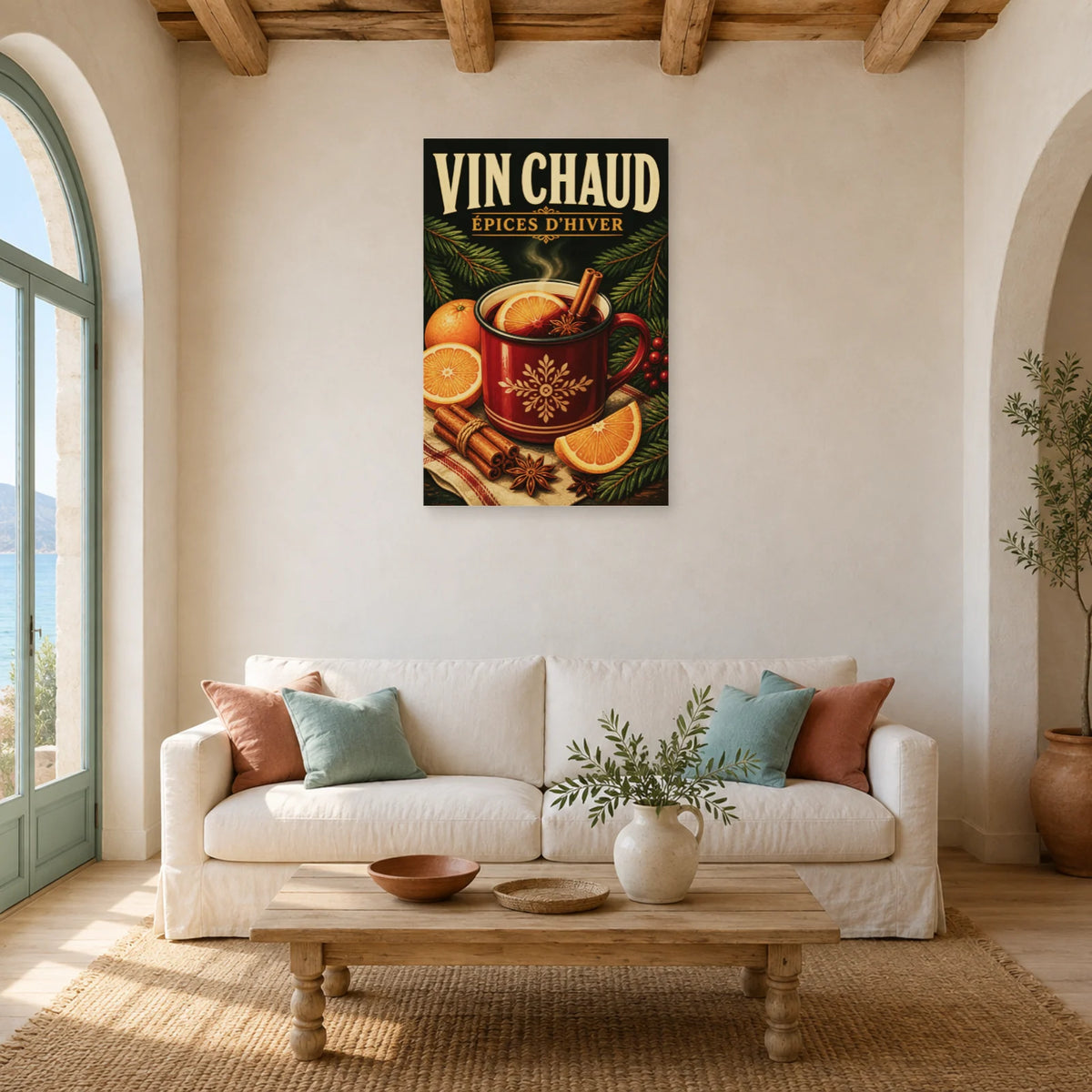 Affiche Vin chaud, épices d'hiver dans un salon - Art Virtuoso