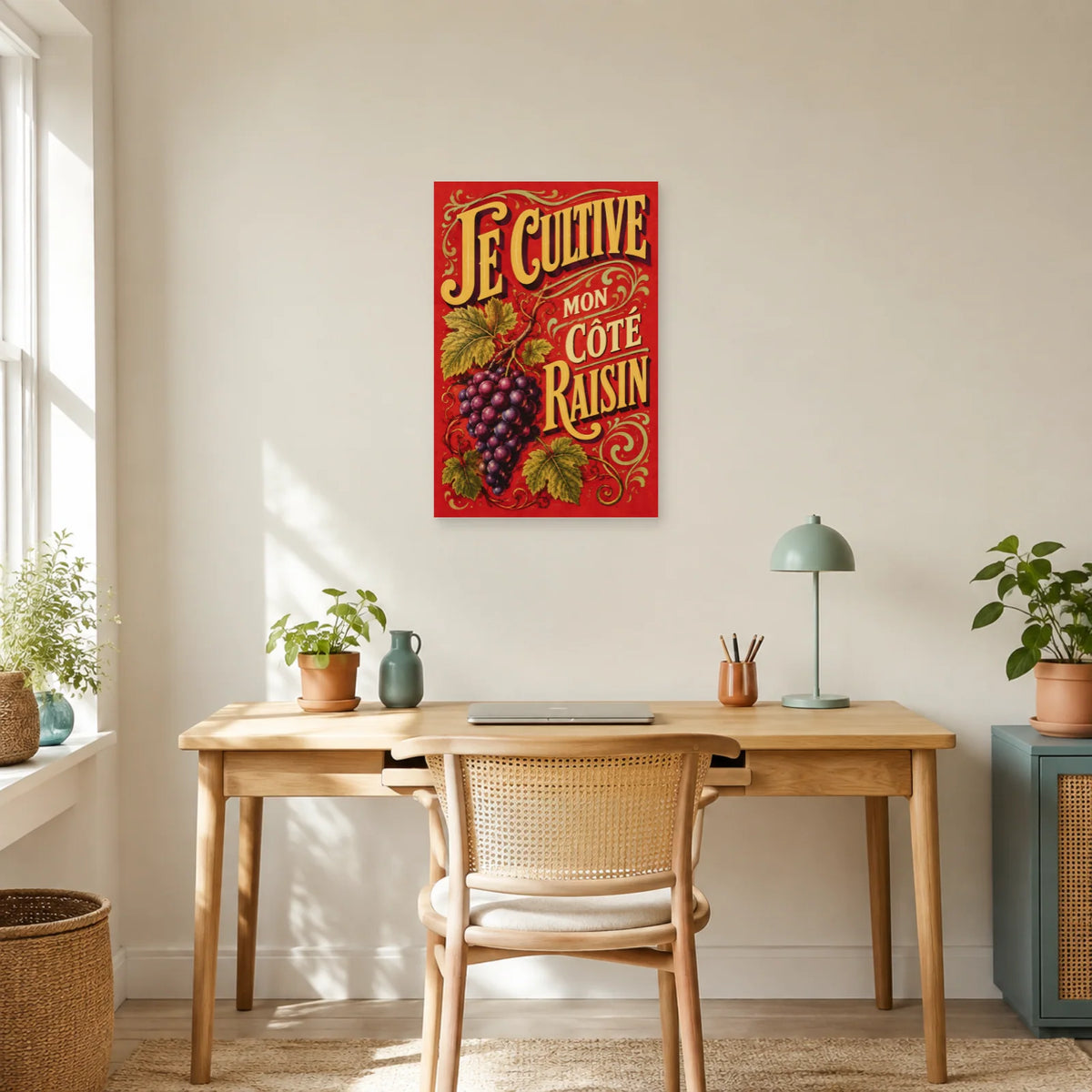 Affiche Je cultive mon côté raisin dans un bureau - Art Virtuoso