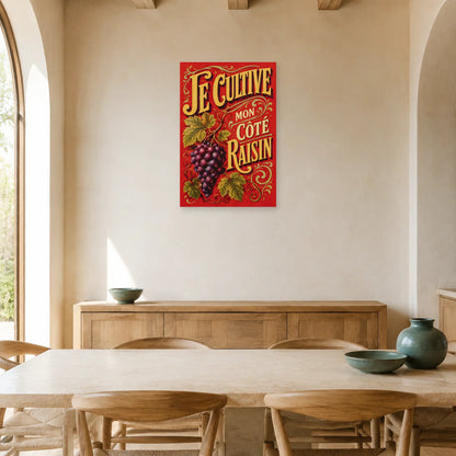 Affiche Je cultive mon côté raisin dans une salle à manger - Art Virtuoso
