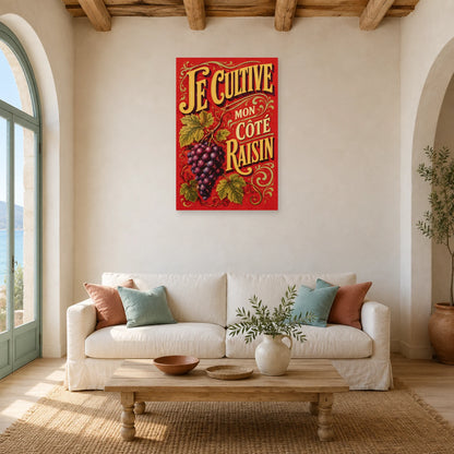 Affiche Je cultive mon côté raisin dans un salon - Art Virtuoso