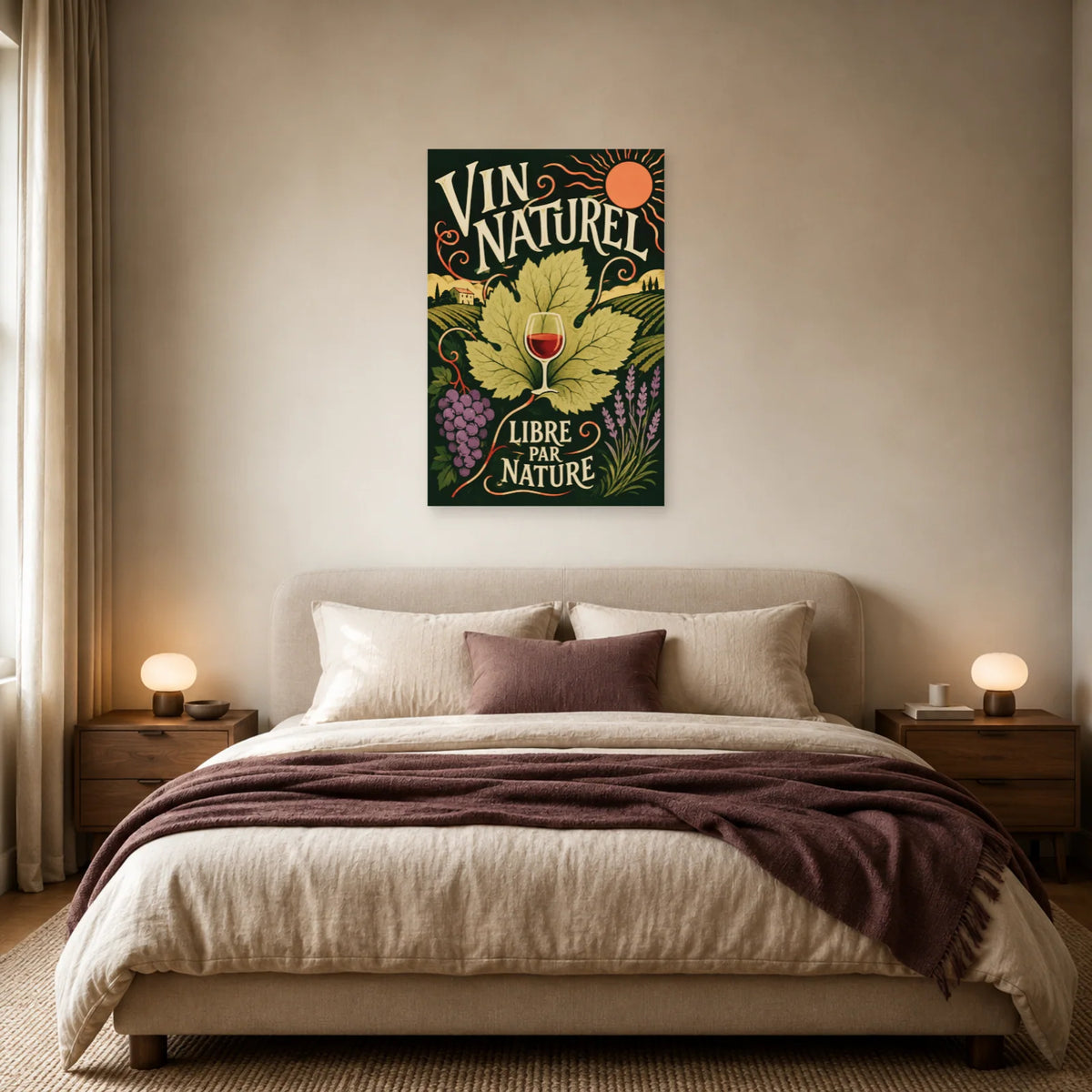 Affiche Vin naturel, libre par nature dans une chambre - Art Virtuoso