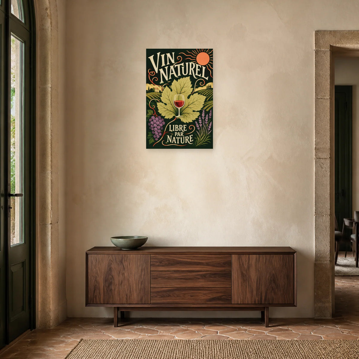 Affiche Vin naturel, libre par nature dans une entrée ou un couloir - Art Virtuoso