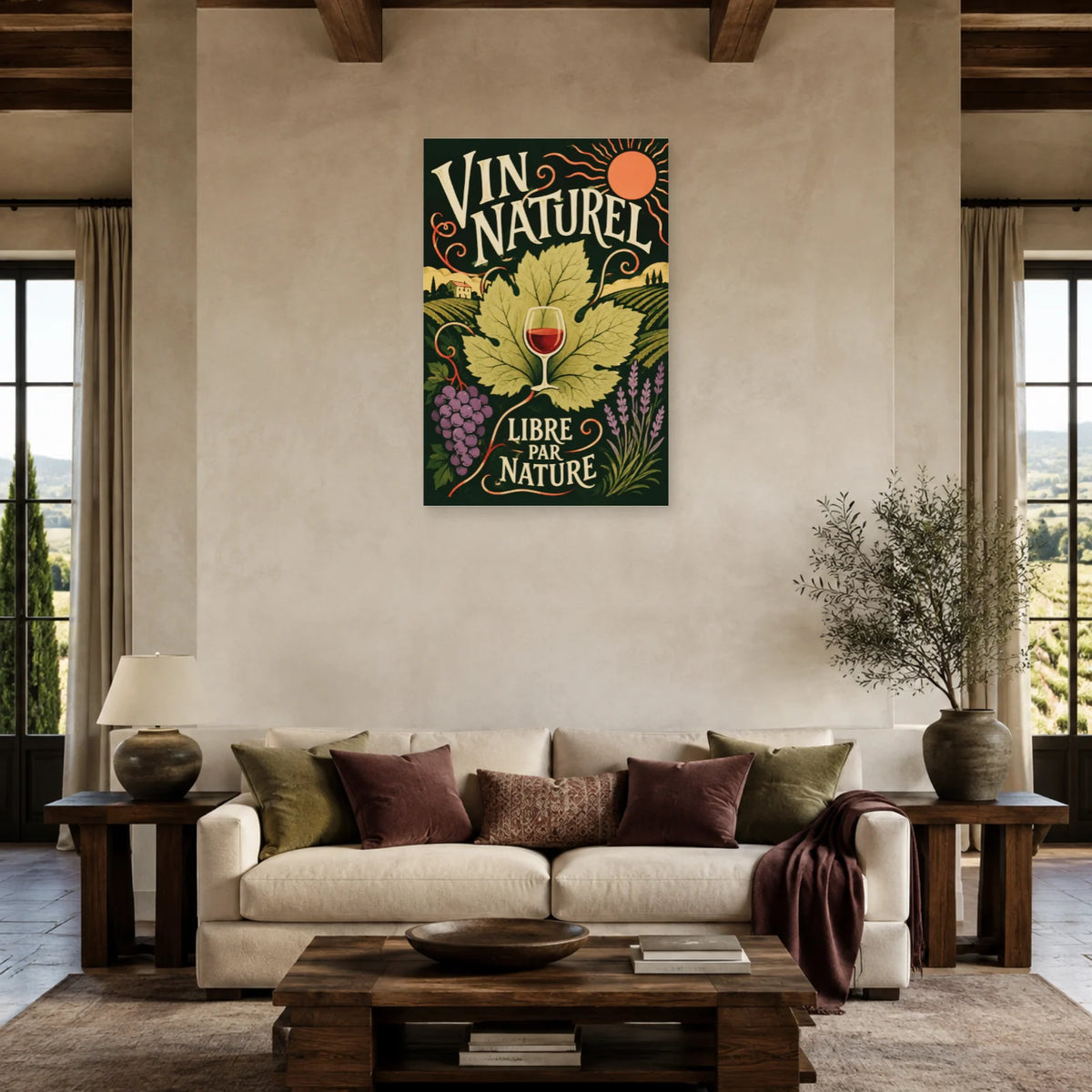 Affiche Vin naturel, libre par nature dans un salon - Art Virtuoso
