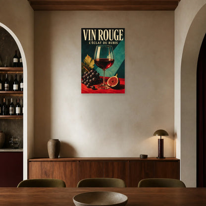 Affiche Vin rouge, éclat du rubis dans une salle à manger - Art Virtuoso