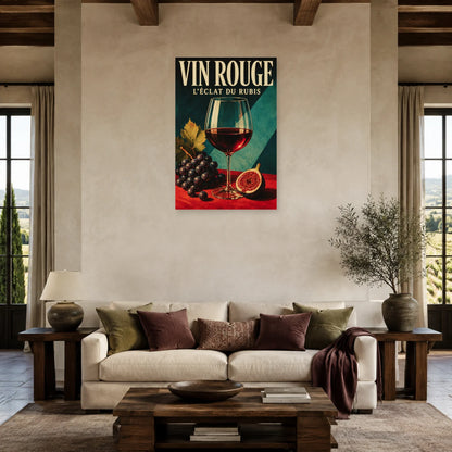 Affiche Vin rouge, éclat du rubis dans un salon - Art Virtuoso