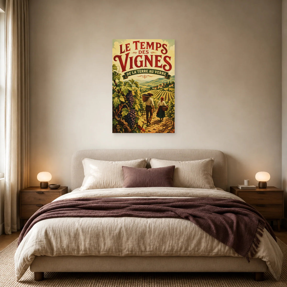 Affiche Le temps des vignes dans une chambre - Art Virtuoso