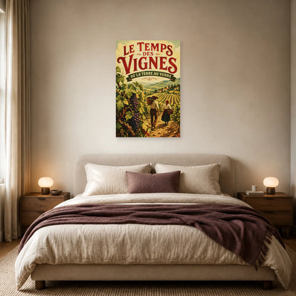 Affiche Le temps des vignes dans une chambre - Art Virtuoso