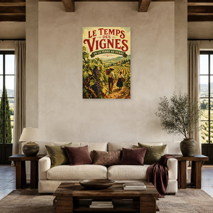Affiche Le temps des vignes dans un salon - Art Virtuoso