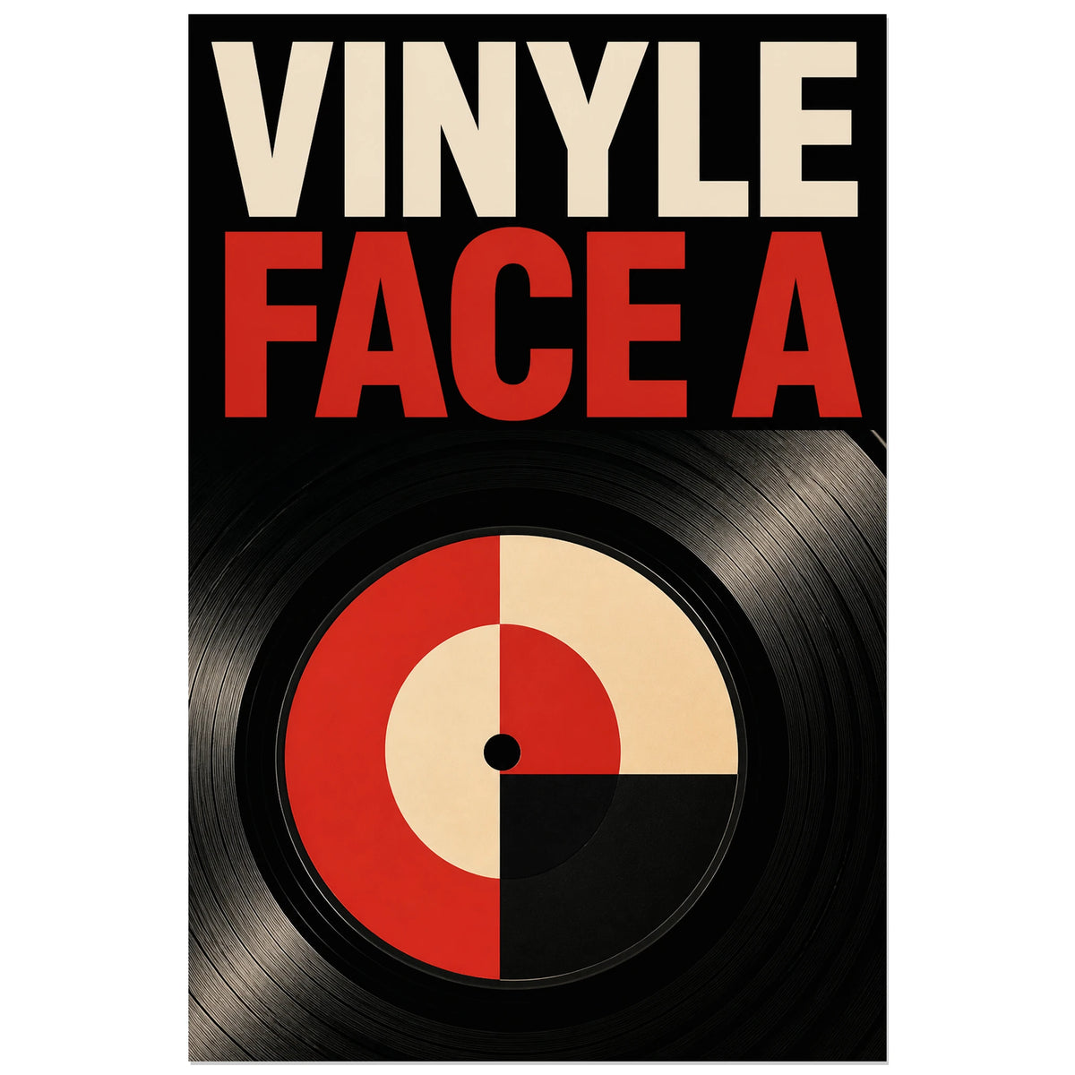 Affiche Vinyle – Face A, affiche géométrique inspirée du bauhaus verticale, format 30 × 45 cm