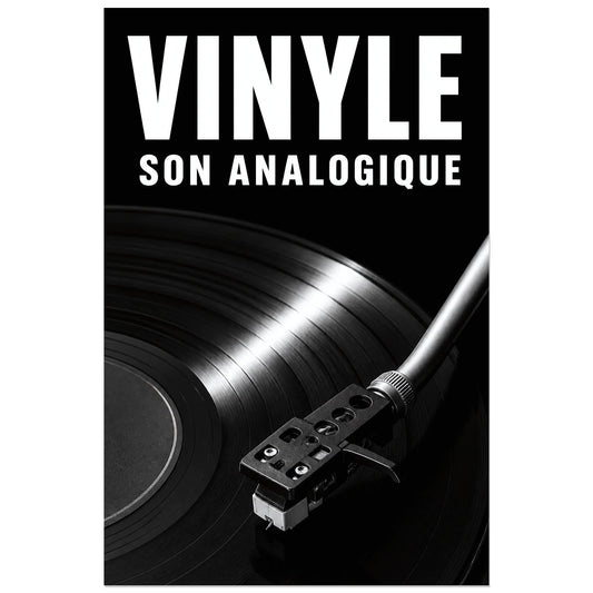 Affiche Vinyle – Son Analogique, photographie macro musicale graphique verticale, format 30 × 45 cm