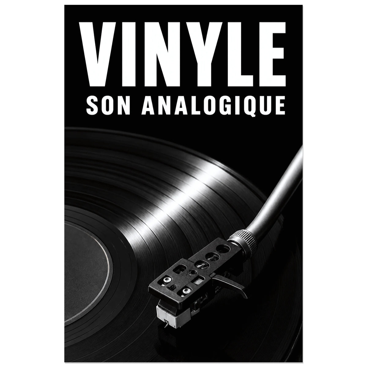 Affiche Vinyle – Son Analogique, photographie macro musicale graphique verticale, format 40 × 60 cm
