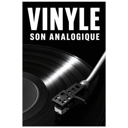 Affiche Vinyle – Son Analogique, photographie macro musicale graphique verticale, format 60 × 90 cm