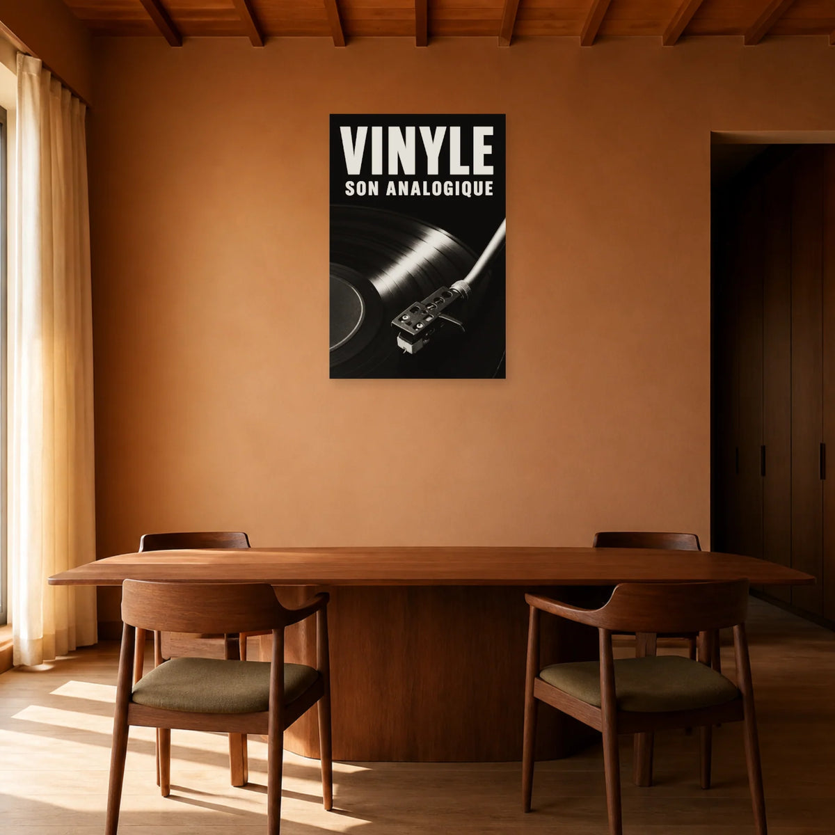 Affiche Vinyle – Son Analogique dans une salle à manger - Art Virtuoso