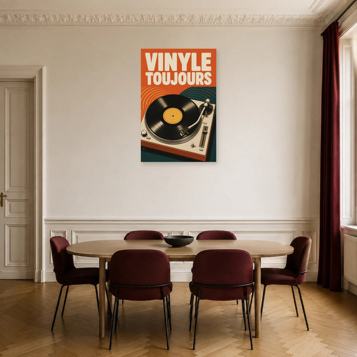 Affiche Vinyle vintage - Toujours dans une salle à manger - Art Virtuoso