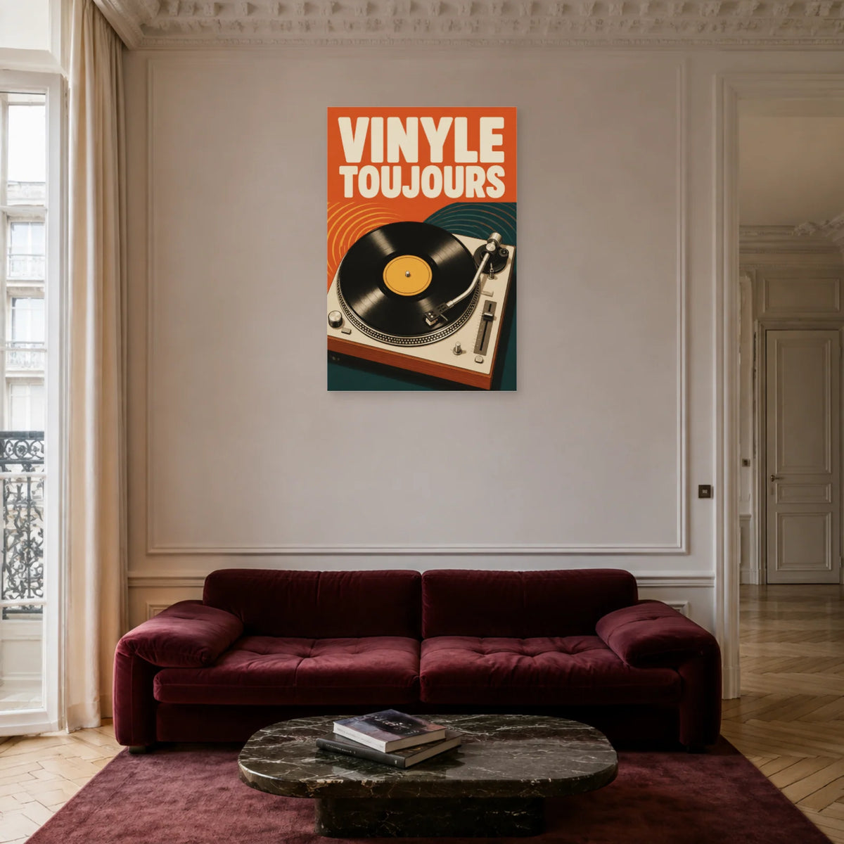 Affiche Vinyle vintage - Toujours dans un salon - Art Virtuoso