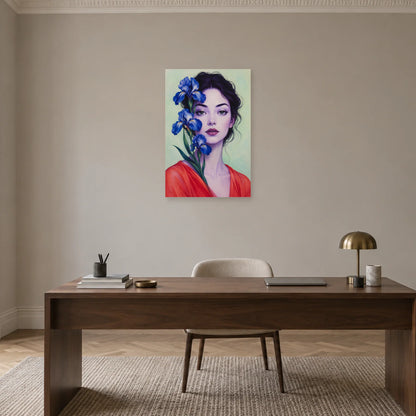 Affiche Visage et iris, jardin intérieur dans un bureau - Art Virtuoso