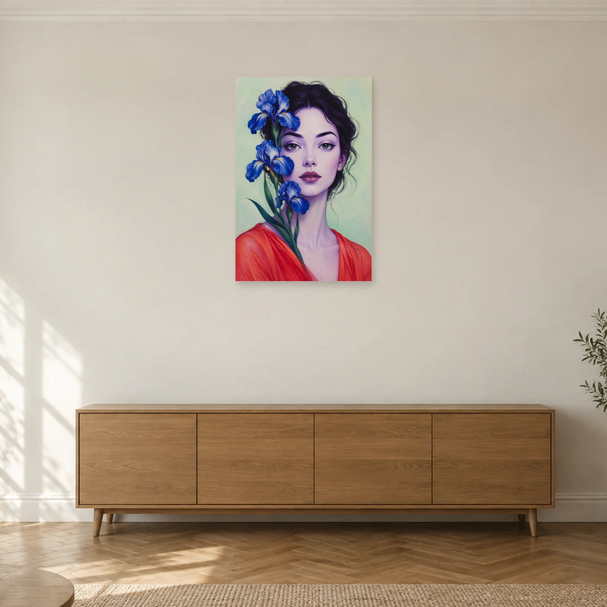 Affiche Visage et iris, jardin intérieur dans un salon - Art Virtuoso