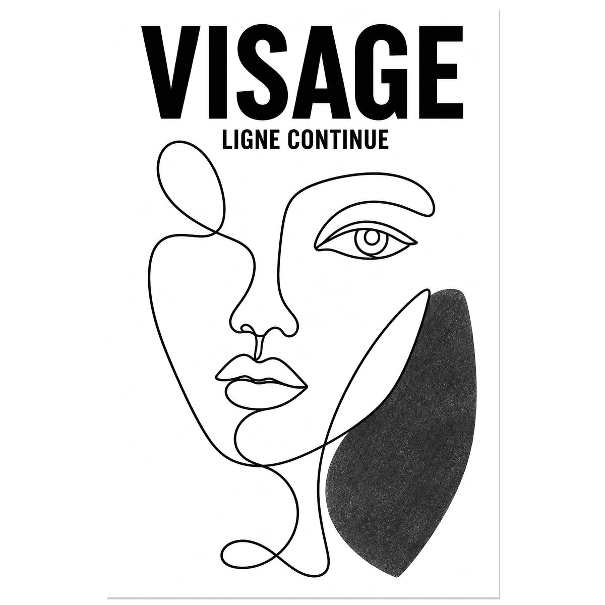 Affiche Visage – Ligne Continue, dessin au trait continu minimaliste verticale, format 30 × 45 cm
