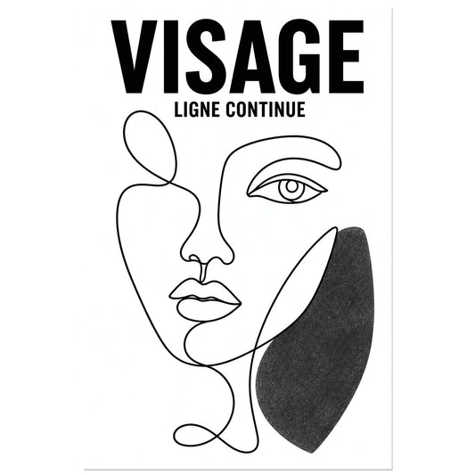 Affiche Visage – Ligne Continue, dessin au trait continu minimaliste verticale, format 30 × 45 cm
