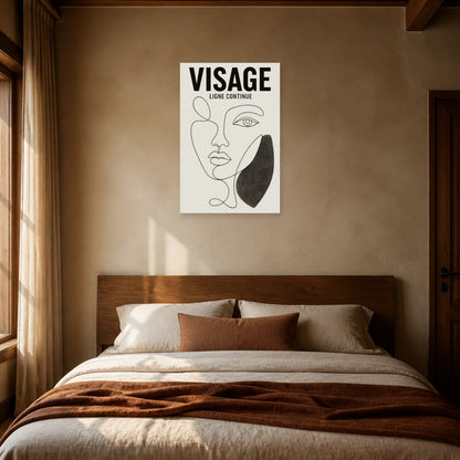 Affiche Visage – Ligne Continue dans une chambre - Art Virtuoso