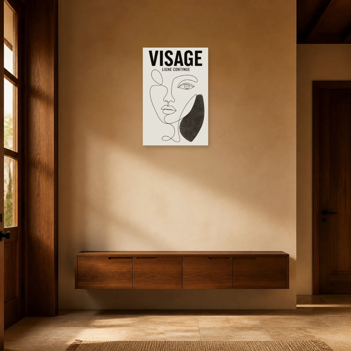 Affiche Visage – Ligne Continue dans une entrée ou un couloir - Art Virtuoso