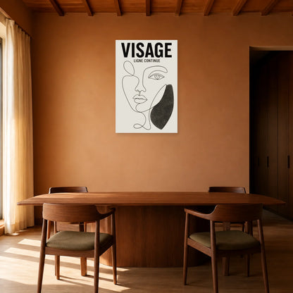 Affiche Visage – Ligne Continue dans une salle à manger - Art Virtuoso