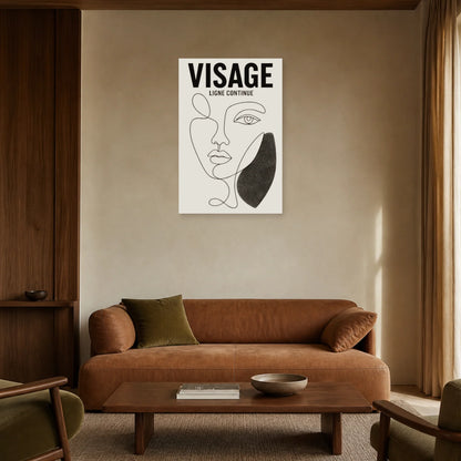 Affiche Visage – Ligne Continue dans un salon - Art Virtuoso
