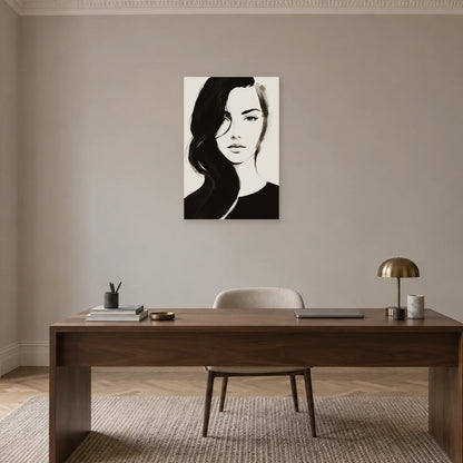 Affiche Visage au pinceau, l’évidence dans un bureau - Art Virtuoso