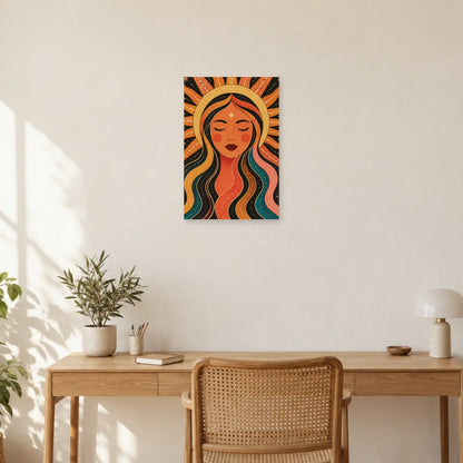 Affiche Visage solaire terracotta dans un bureau - Art Virtuoso