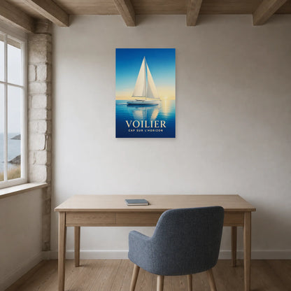 Affiche Voilier – Cap sur l’Horizon dans un bureau - Art Virtuoso