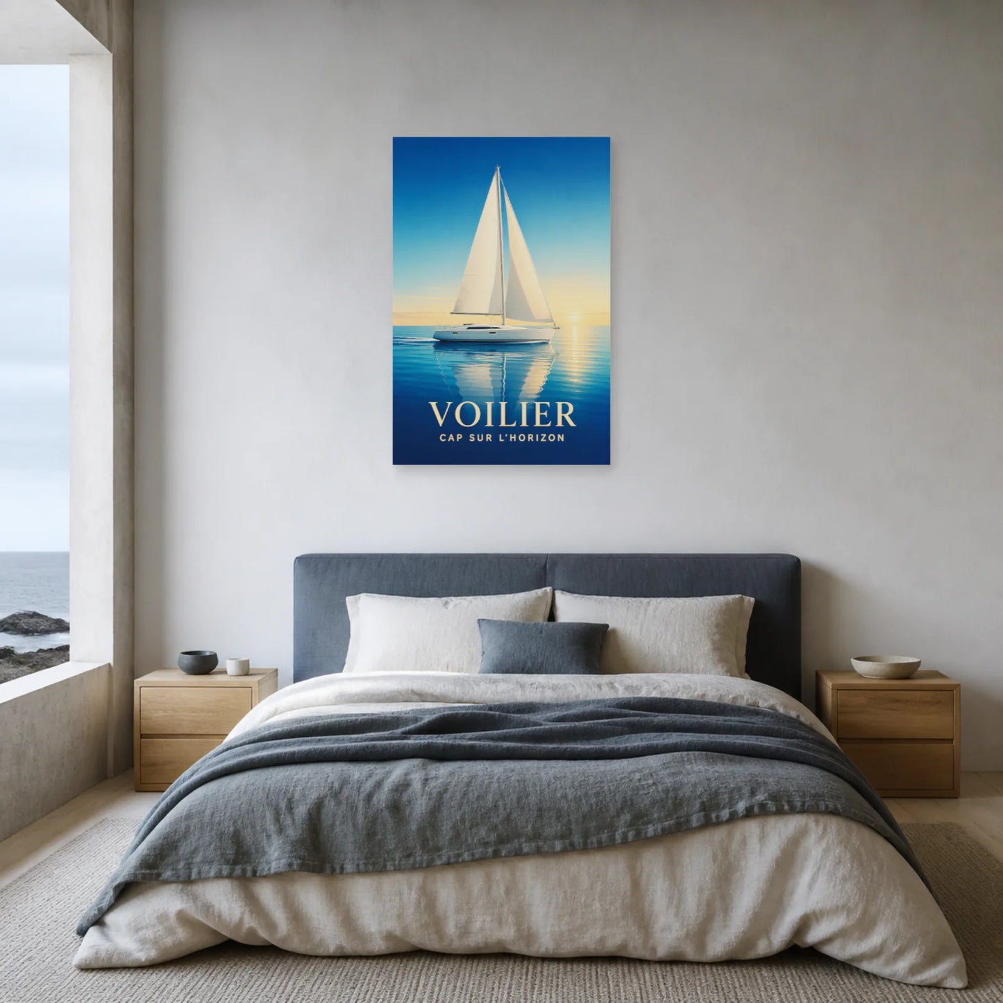 Affiche Voilier – Cap sur l’Horizon dans une chambre - Art Virtuoso