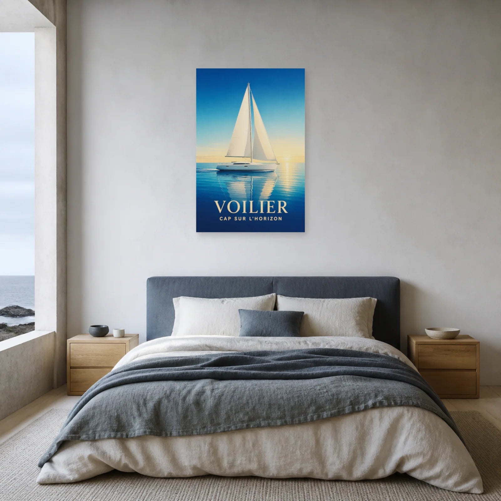 Affiche Voilier – Cap sur l’Horizon dans une chambre - Art Virtuoso