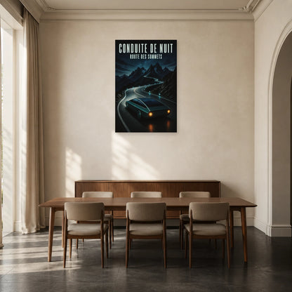 Affiche Voiture de nuit – Route des sommets dans une salle à manger - Art Virtuoso