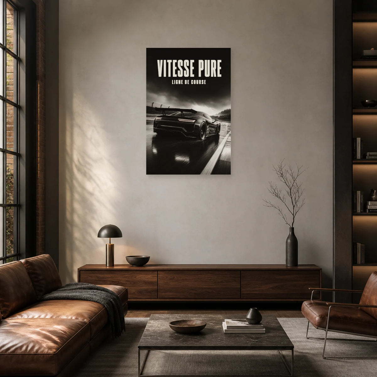 Affiche Voiture de course – Vitesse pure dans un salon - Art Virtuoso