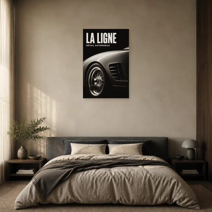 Affiche Voiture noir et blanc – La ligne dans une chambre - Art Virtuoso