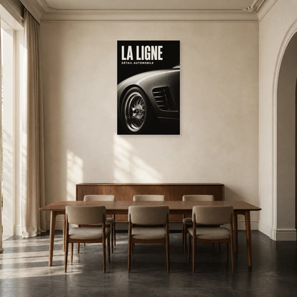Affiche Voiture noir et blanc – La ligne dans une salle à manger - Art Virtuoso