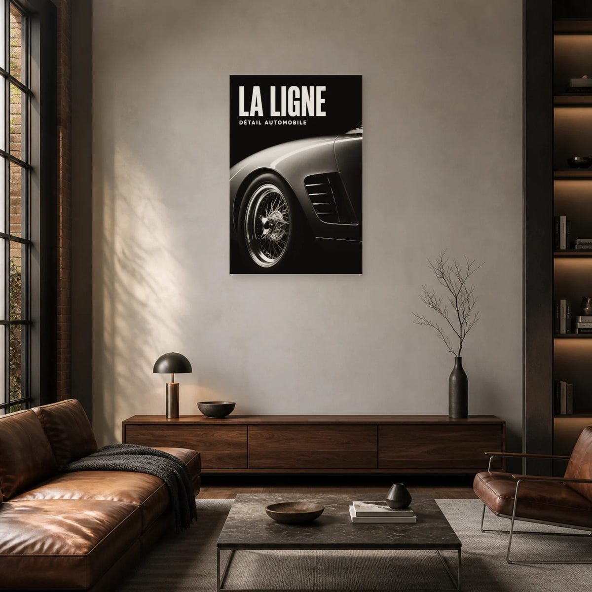Affiche Voiture noir et blanc – La ligne dans un salon - Art Virtuoso