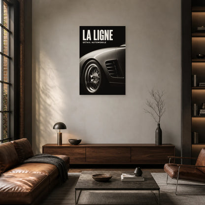 Affiche Voiture noir et blanc – La ligne dans un salon - Art Virtuoso