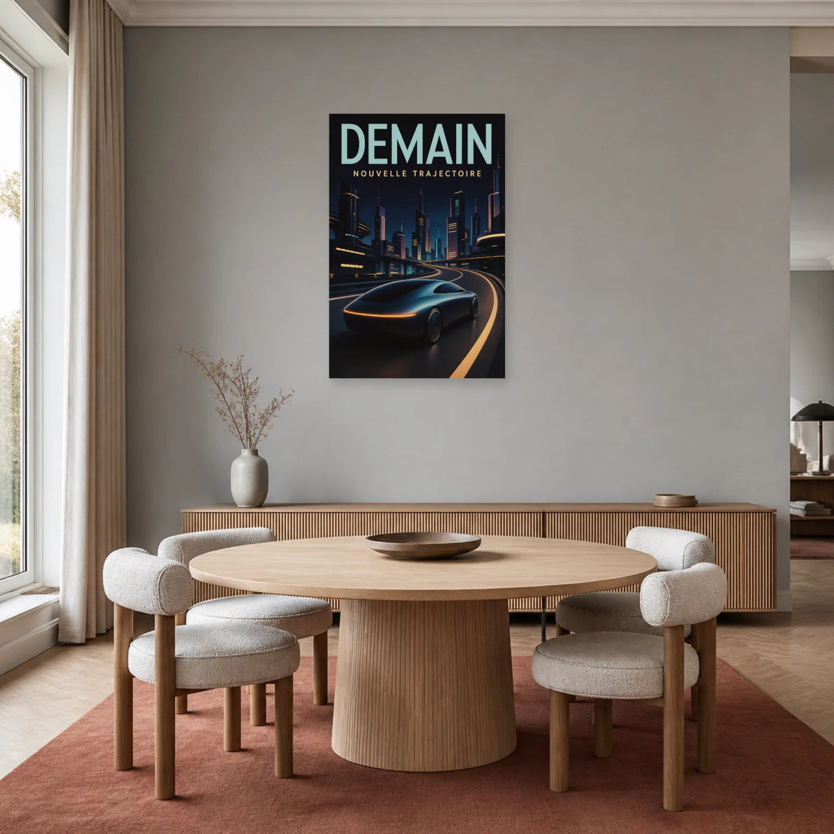 Affiche Voiture futuriste – Demain dans une salle à manger - Art Virtuoso