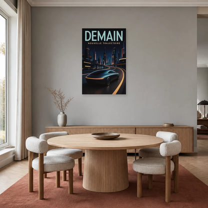 Affiche Voiture futuriste – Demain dans une salle à manger - Art Virtuoso