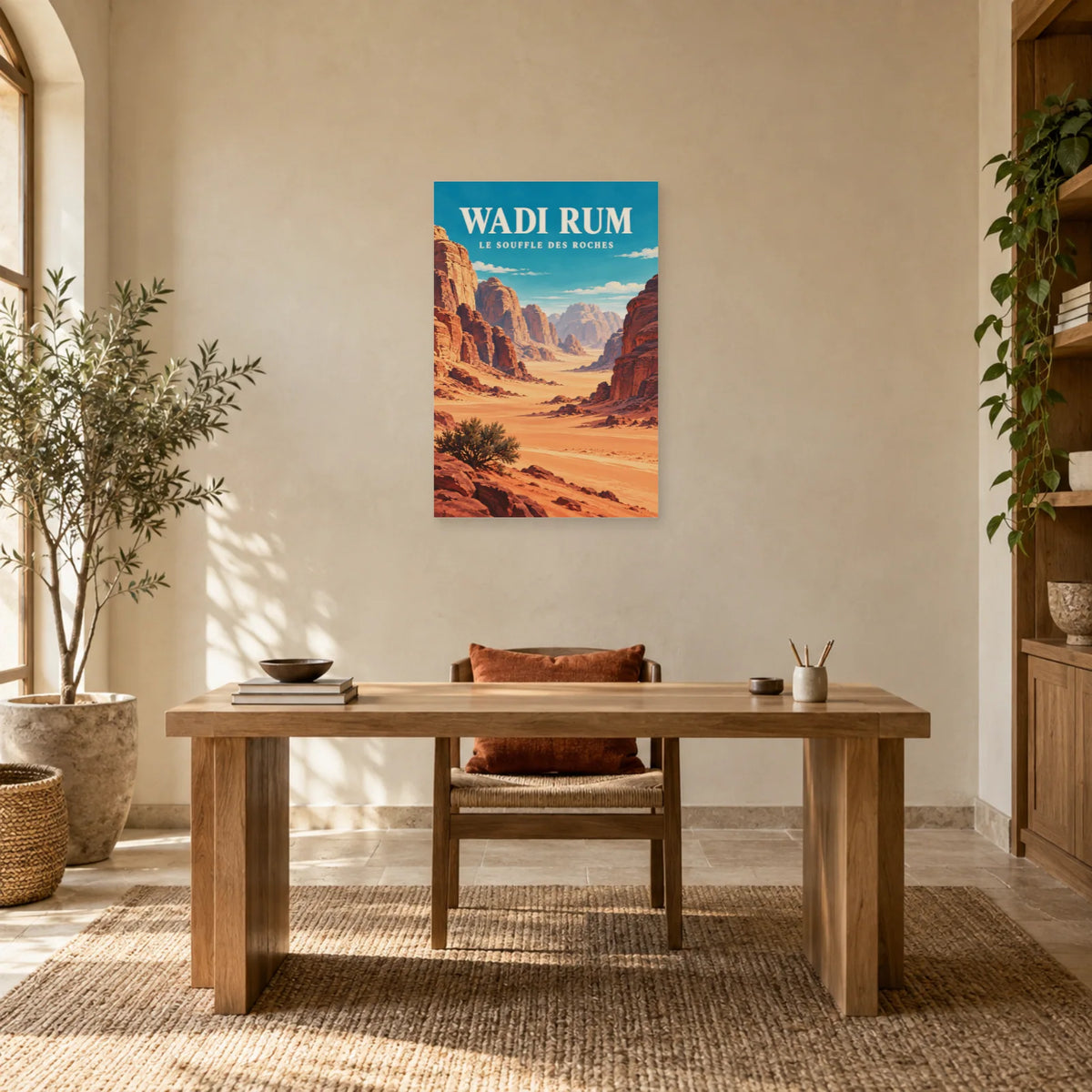Affiche Wadi Rum – Montagnes de grès dans un bureau - Art Virtuoso