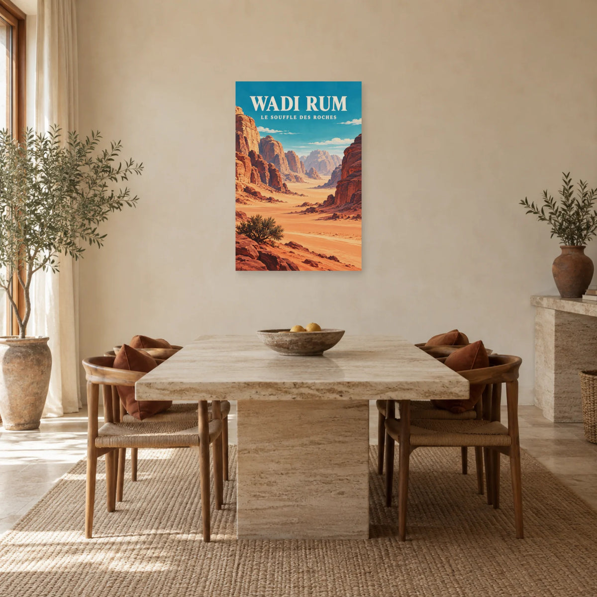 Affiche Wadi Rum – Montagnes de grès dans une salle à manger - Art Virtuoso